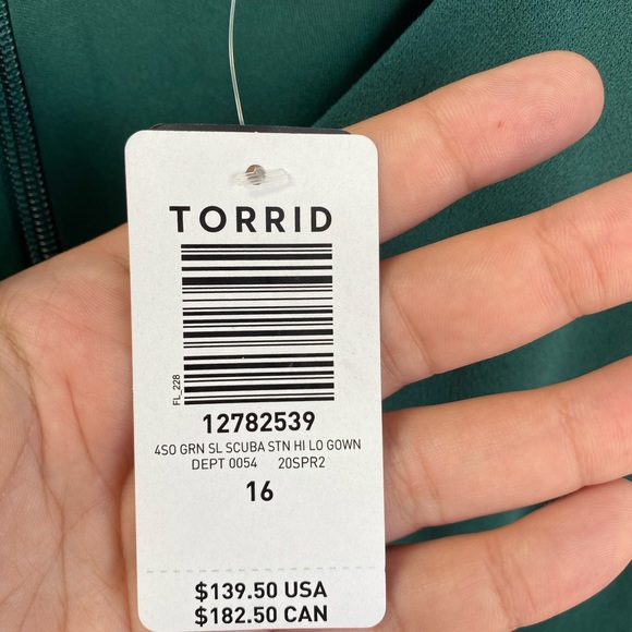 Torrid Formal Hi-Lo Forest Green Evening Gown NWT - Picture 5 of 5